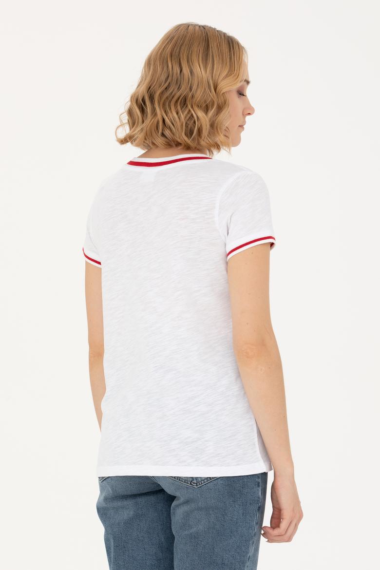 Kadın Beyaz V Yaka Tişört - 50271619020