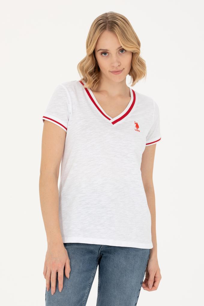 Kadın Beyaz V Yaka Tişört