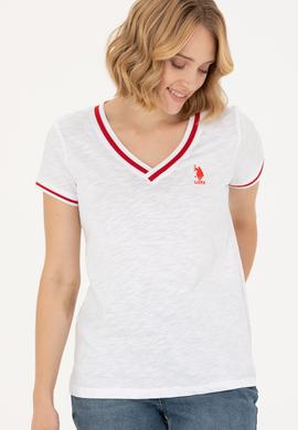 Kadın Beyaz V Yaka Tişört - 50271619020