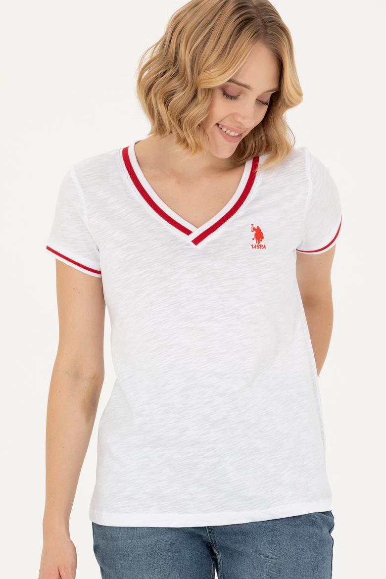 Kadın Beyaz V Yaka Tişört - 50271619020