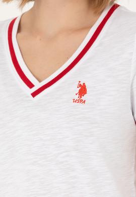 Kadın Beyaz V Yaka Tişört - 50271619020