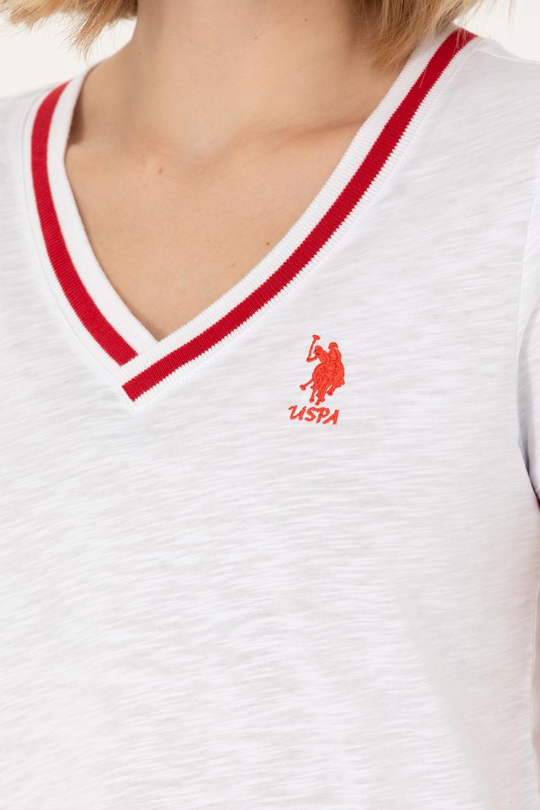 Kadın Beyaz V Yaka Tişört - 50271619020