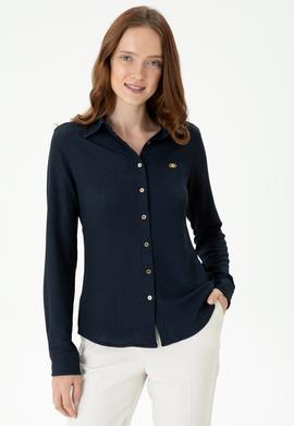 Kadın Lacivert Örme Gömlek - 50271572021