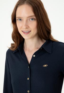 Kadın Lacivert Örme Gömlek - 50271572021