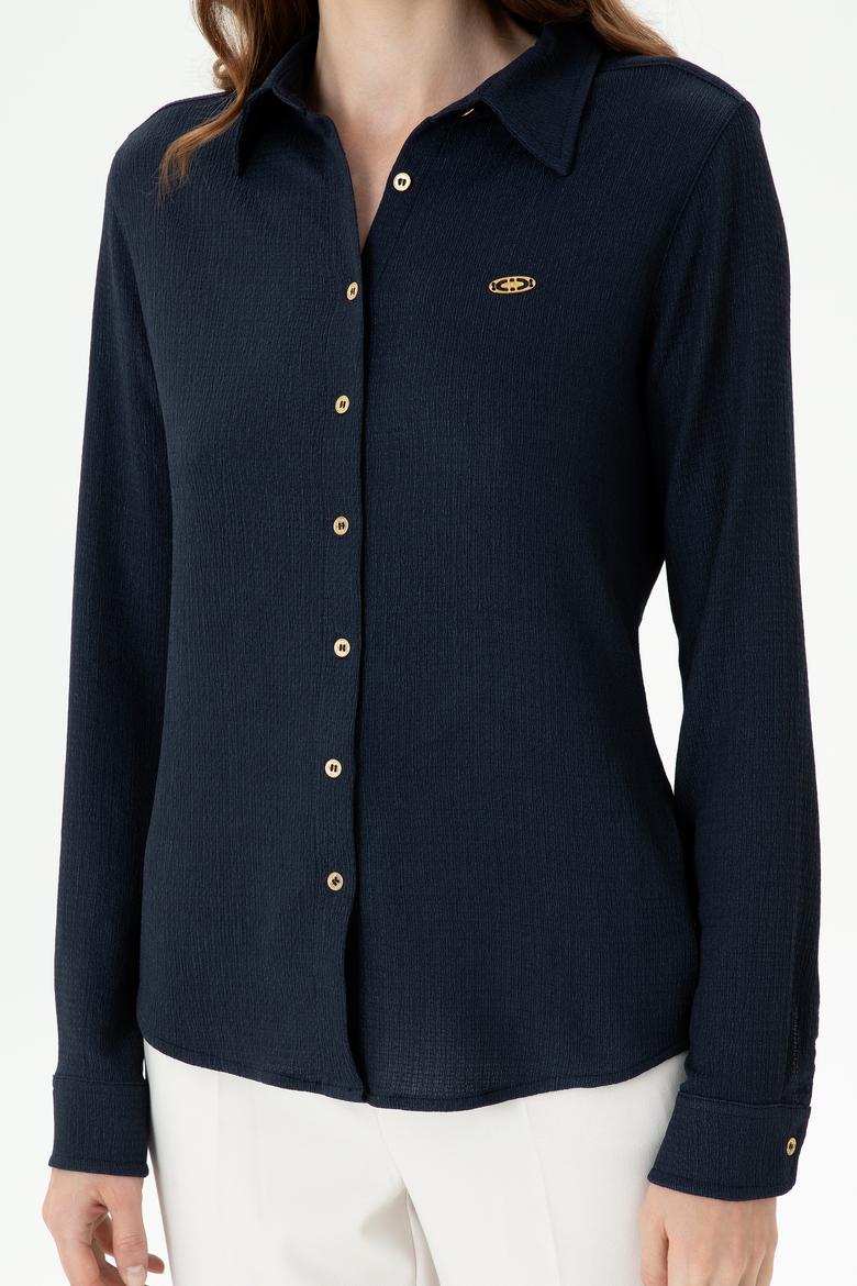 Kadın Lacivert Örme Gömlek - 50271572021