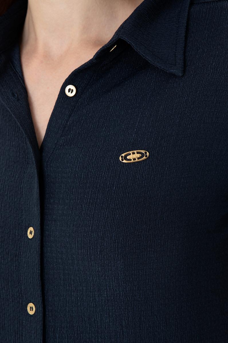 Kadın Lacivert Örme Gömlek