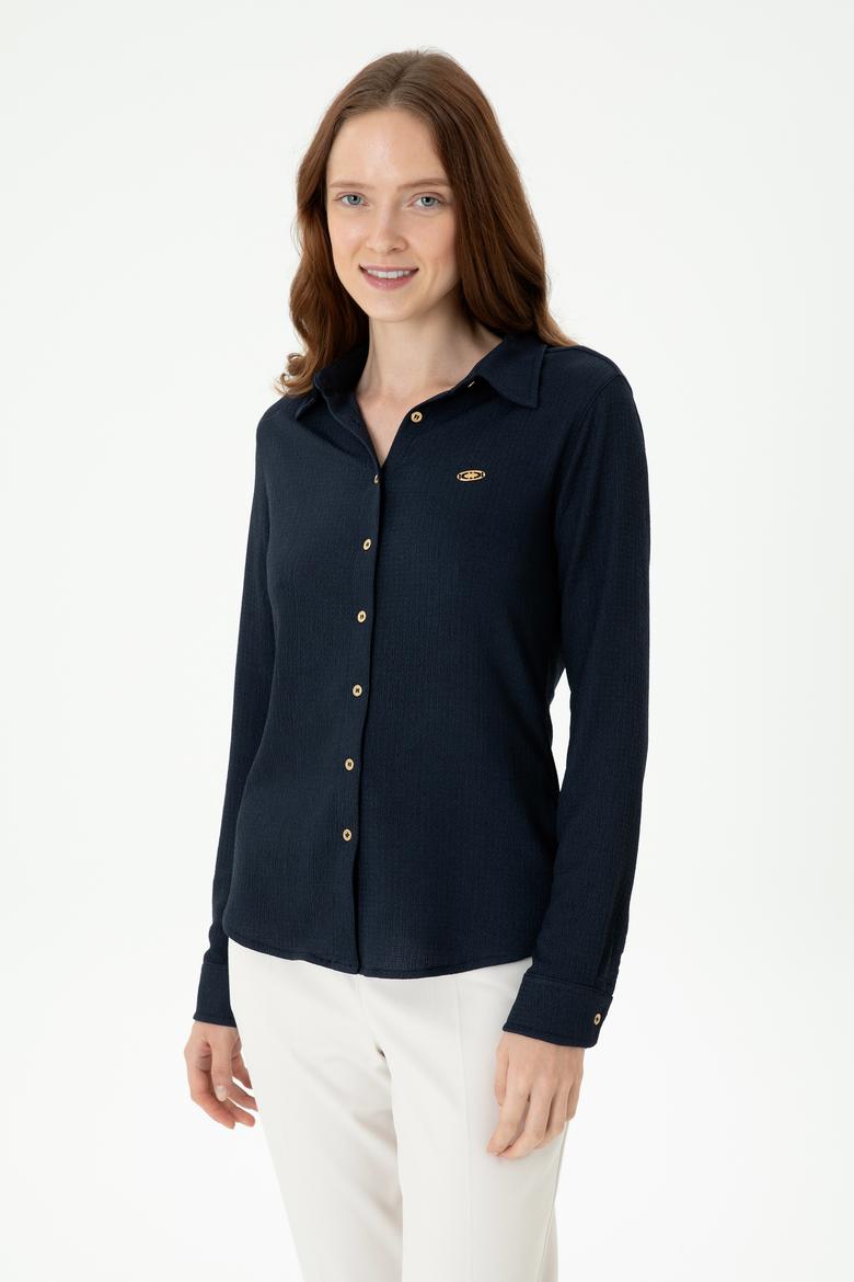 Kadın Lacivert Örme Gömlek - 50271572021