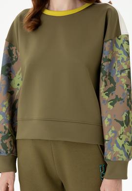 Kadın Haki Bisiklet Yaka Sweatshirt - 50272171006