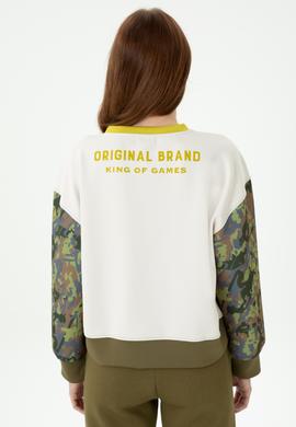 Kadın Haki Bisiklet Yaka Sweatshirt - 50272171006