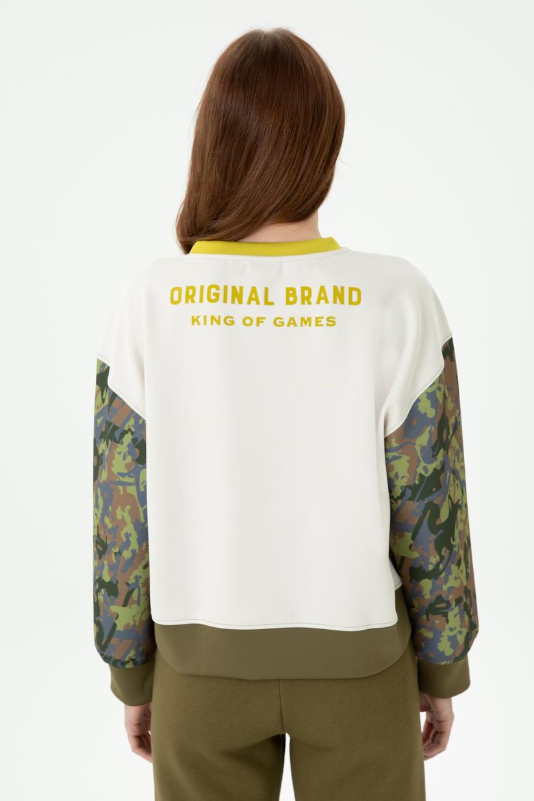 Kadın Haki Bisiklet Yaka Sweatshirt - 50272171006