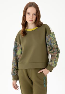 Kadın Haki Bisiklet Yaka Sweatshirt - 50272171006