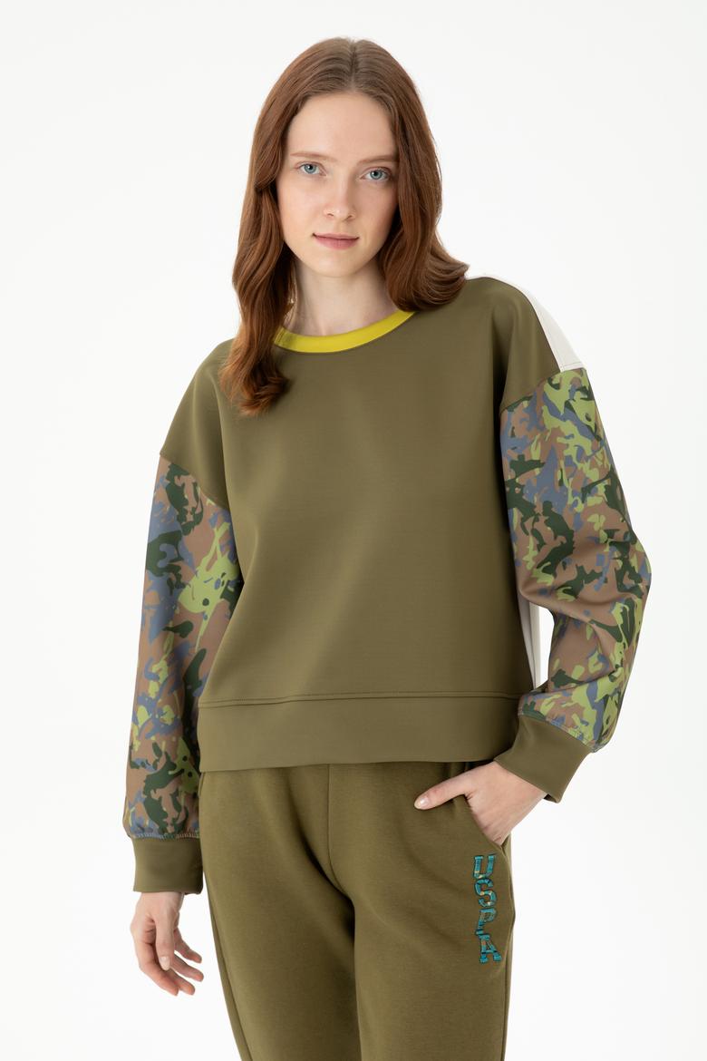 Kadın Haki Bisiklet Yaka Sweatshirt - 50272171006