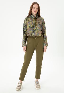 Kadın Haki Bisiklet Yaka Sweatshirt - 50272193005