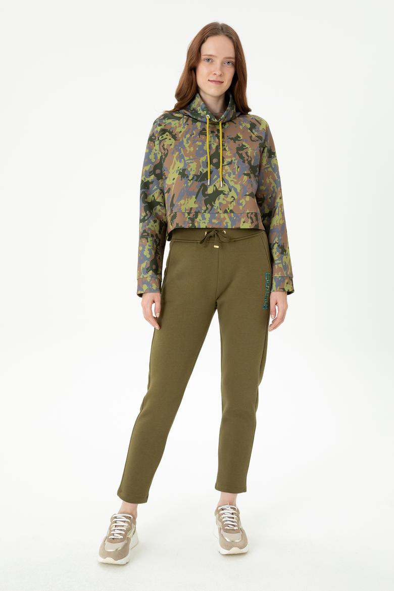 Kadın Haki Bisiklet Yaka Sweatshirt - 50272193005