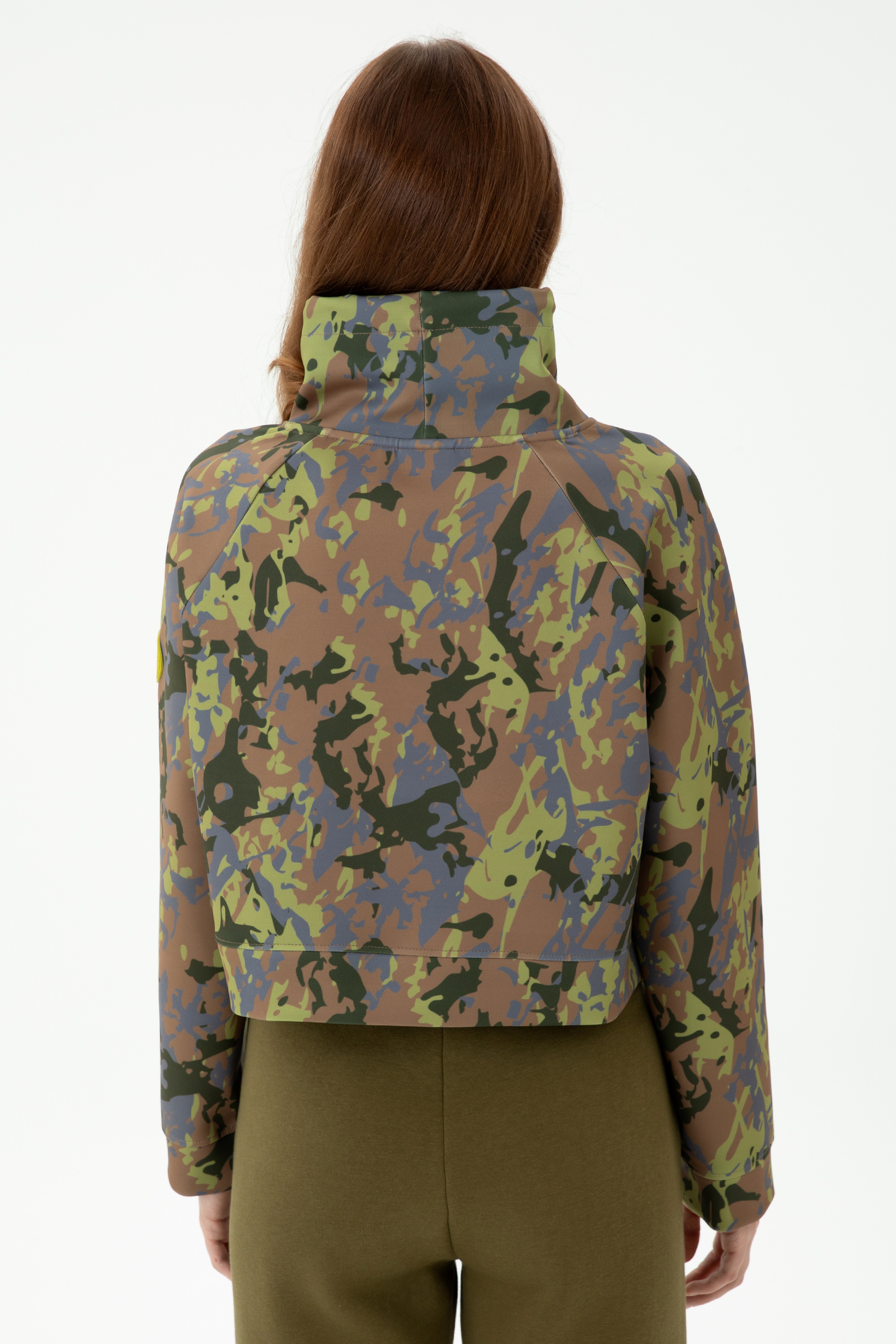 Kadın Haki Bisiklet Yaka Sweatshirt - Image 6