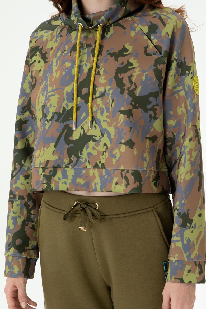 Kadın Haki Bisiklet Yaka Sweatshirt - 50272193005