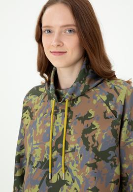 Kadın Haki Bisiklet Yaka Sweatshirt - 50272193005