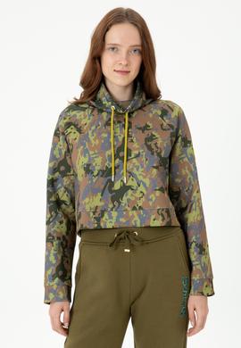 Kadın Haki Bisiklet Yaka Sweatshirt - 50272193005