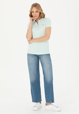 Kadın Su Yeşili Basic Polo Yaka Tişört - 50262694216