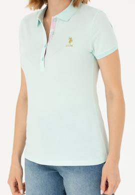 Kadın Su Yeşili Basic Polo Yaka Tişört - 50262694216