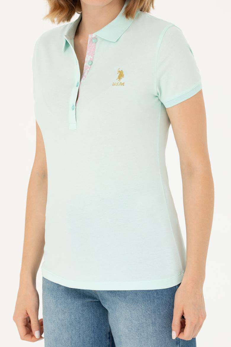 Kadın Su Yeşili Basic Polo Yaka Tişört - 50262694216