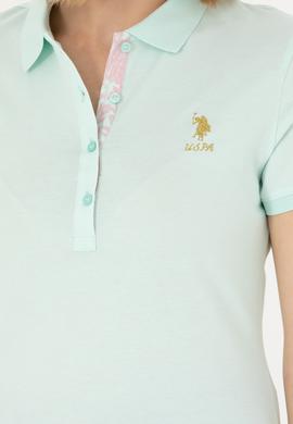 Kadın Su Yeşili Basic Polo Yaka Tişört - 50262694216