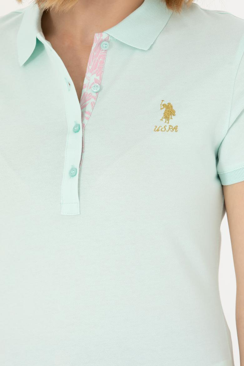 Kadın Su Yeşili Basic Polo Yaka Tişört - 50262694216