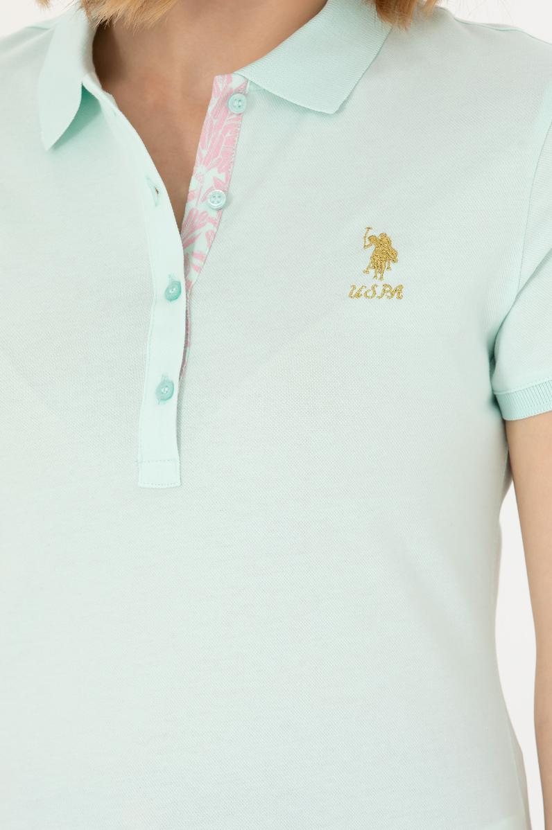 Kadın Su Yeşili Basic Polo Yaka Tişört