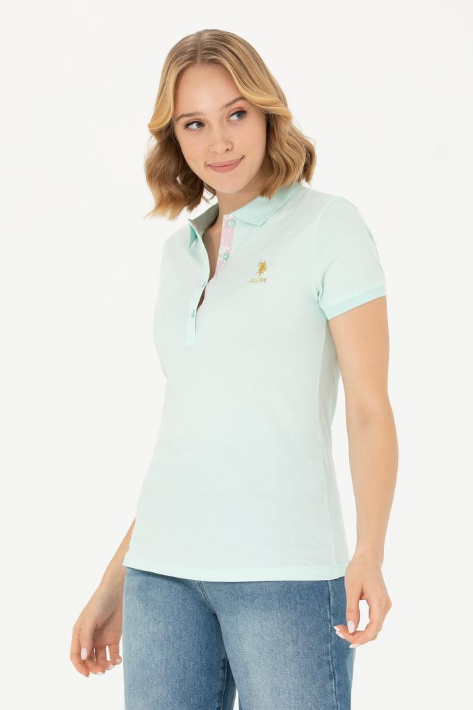 Kadın Su Yeşili Basic Polo Yaka Tişört