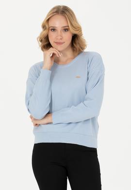 Kadın Mavi Melanj Bisiklet Yaka Kazak - 50253026028