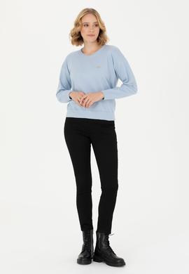 Kadın Mavi Melanj Bisiklet Yaka Kazak - 50253026028