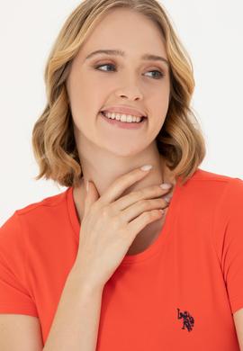 Kadın Kırmızı Basic Bisiklet Yaka Tişört - 50262656029