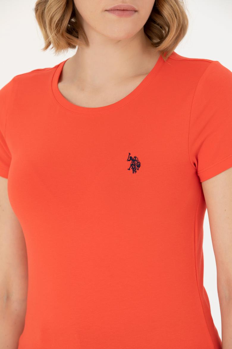 Kadın Kırmızı Basic Bisiklet Yaka Tişört - 50262656029