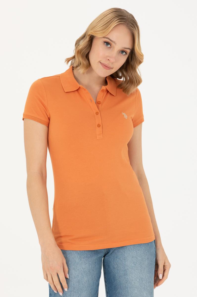 Kadın Kiremit Basic Polo Yaka Tişört