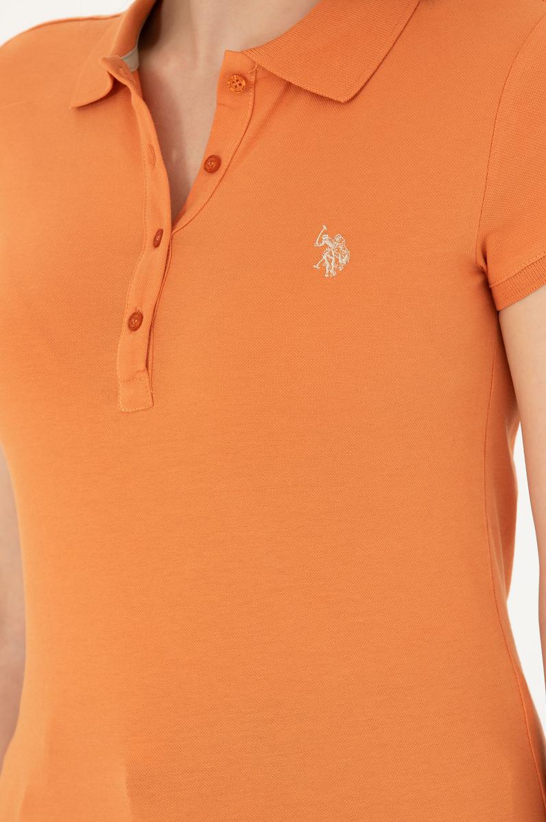 Kadın Kiremit Basic Polo Yaka Tişört