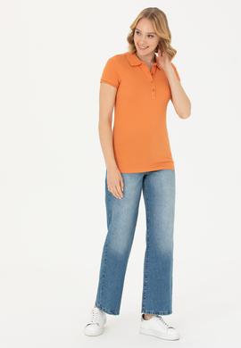 Kadın Kiremit Basic Polo Yaka Tişört - 50262675166