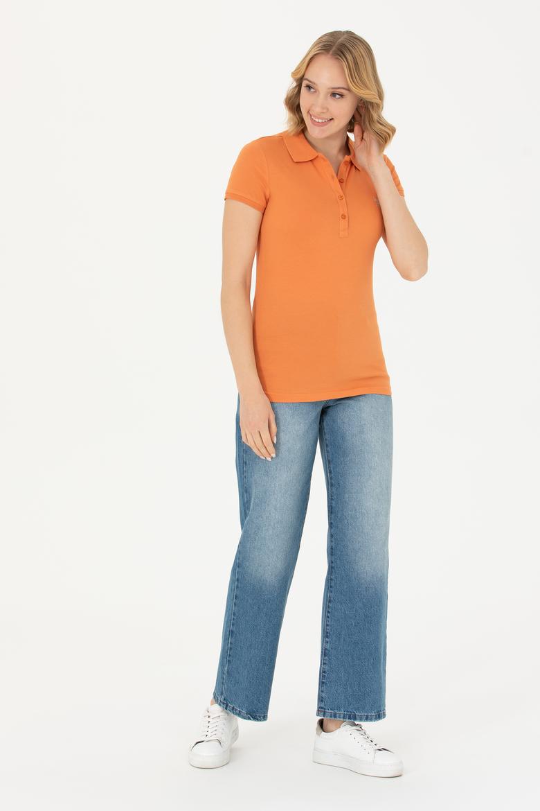 Kadın Kiremit Basic Polo Yaka Tişört - 50262675166