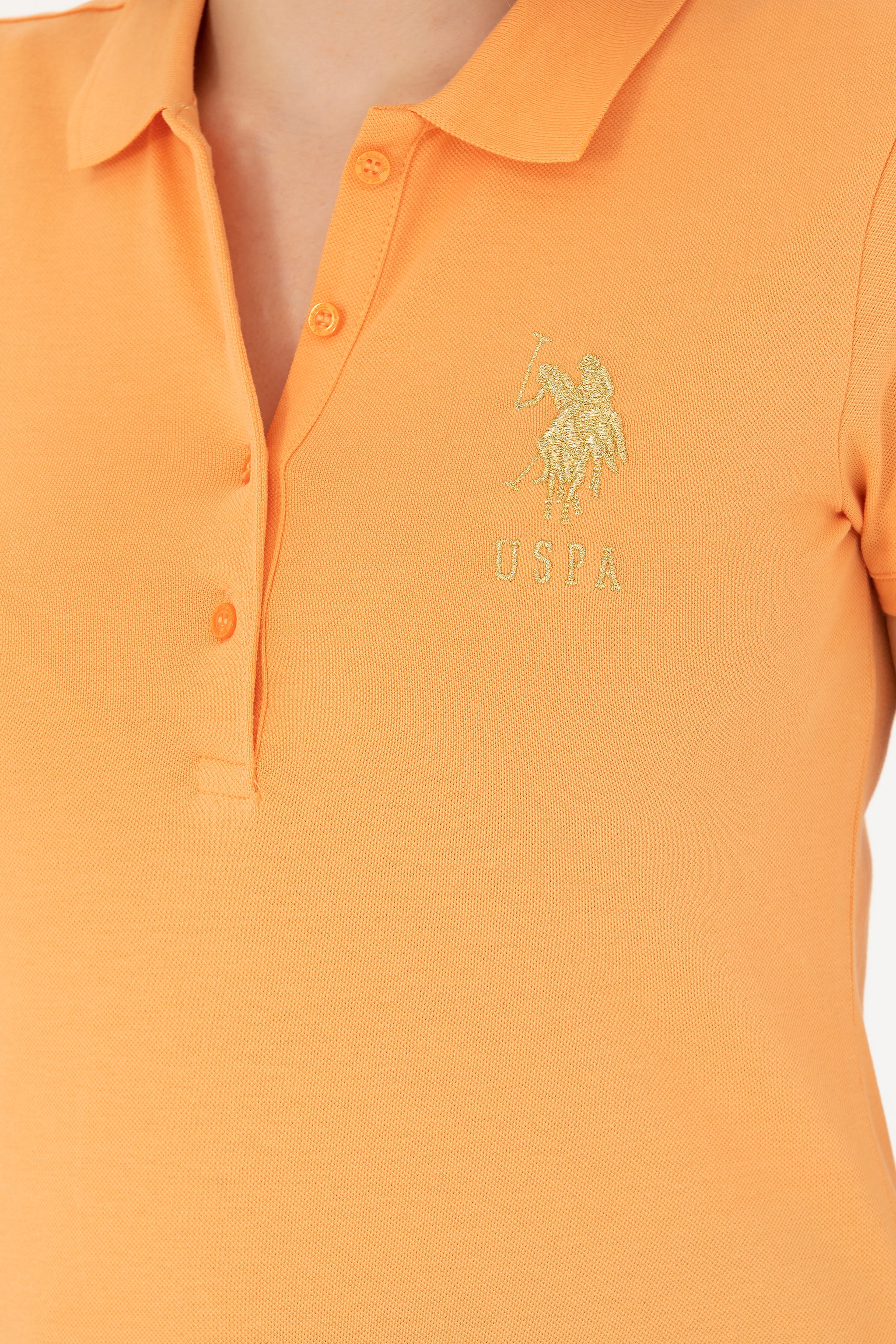 Kadın Turuncu Basic Polo Yaka Tişört - Image 7