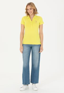Kadın Neon Sarı Basic Polo Yaka Tişört - 50262700182