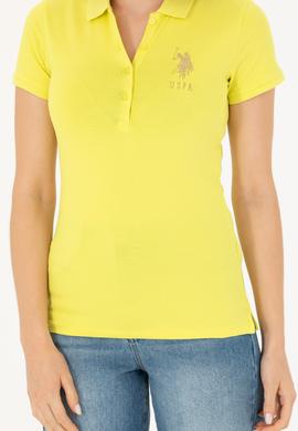 Kadın Neon Sarı Basic Polo Yaka Tişört - 50262700182