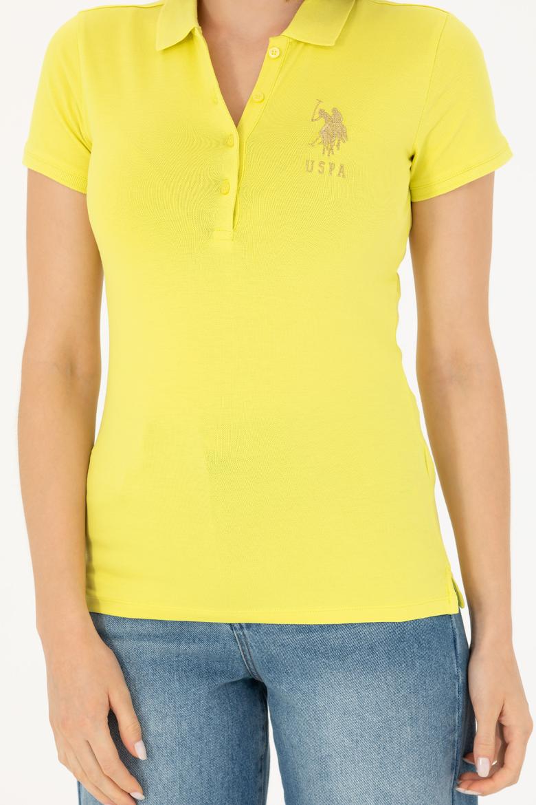 Kadın Neon Sarı Basic Polo Yaka Tişört - 50262700182