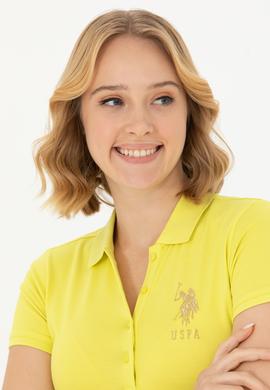 Kadın Neon Sarı Basic Polo Yaka Tişört - 50262700182