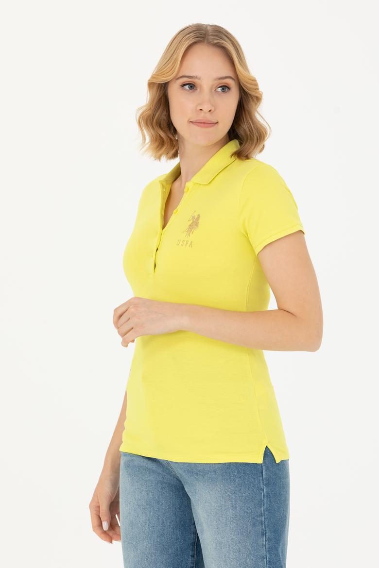 Kadın Neon Sarı Basic Polo Yaka Tişört - 50262700182