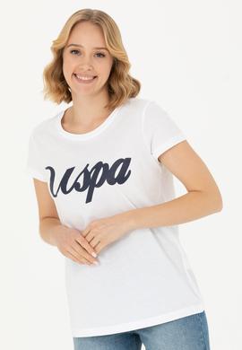 Kadın Beyaz Bisiklet Yaka Tişört - 50265676006