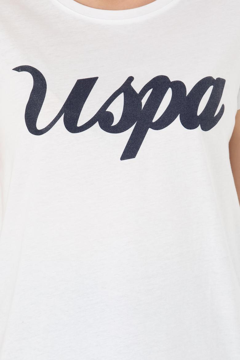 Kadın Beyaz Bisiklet Yaka Tişört - 50265676006