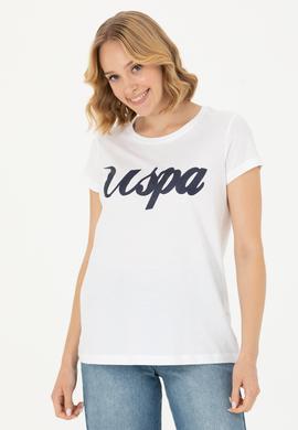 Kadın Beyaz Bisiklet Yaka Tişört - 50265676006