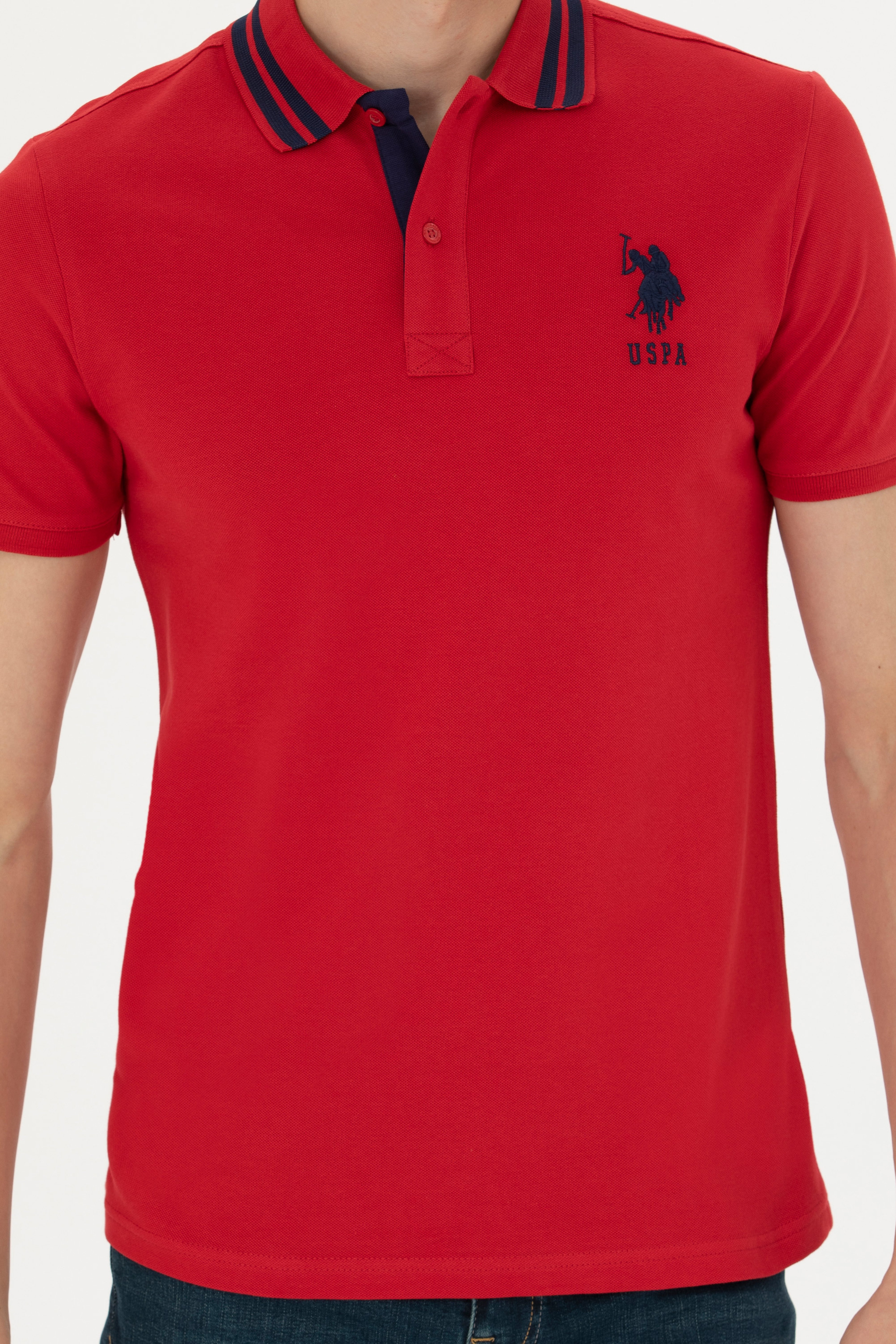 Erkek Kırmızı Basic Polo Yaka Tişört