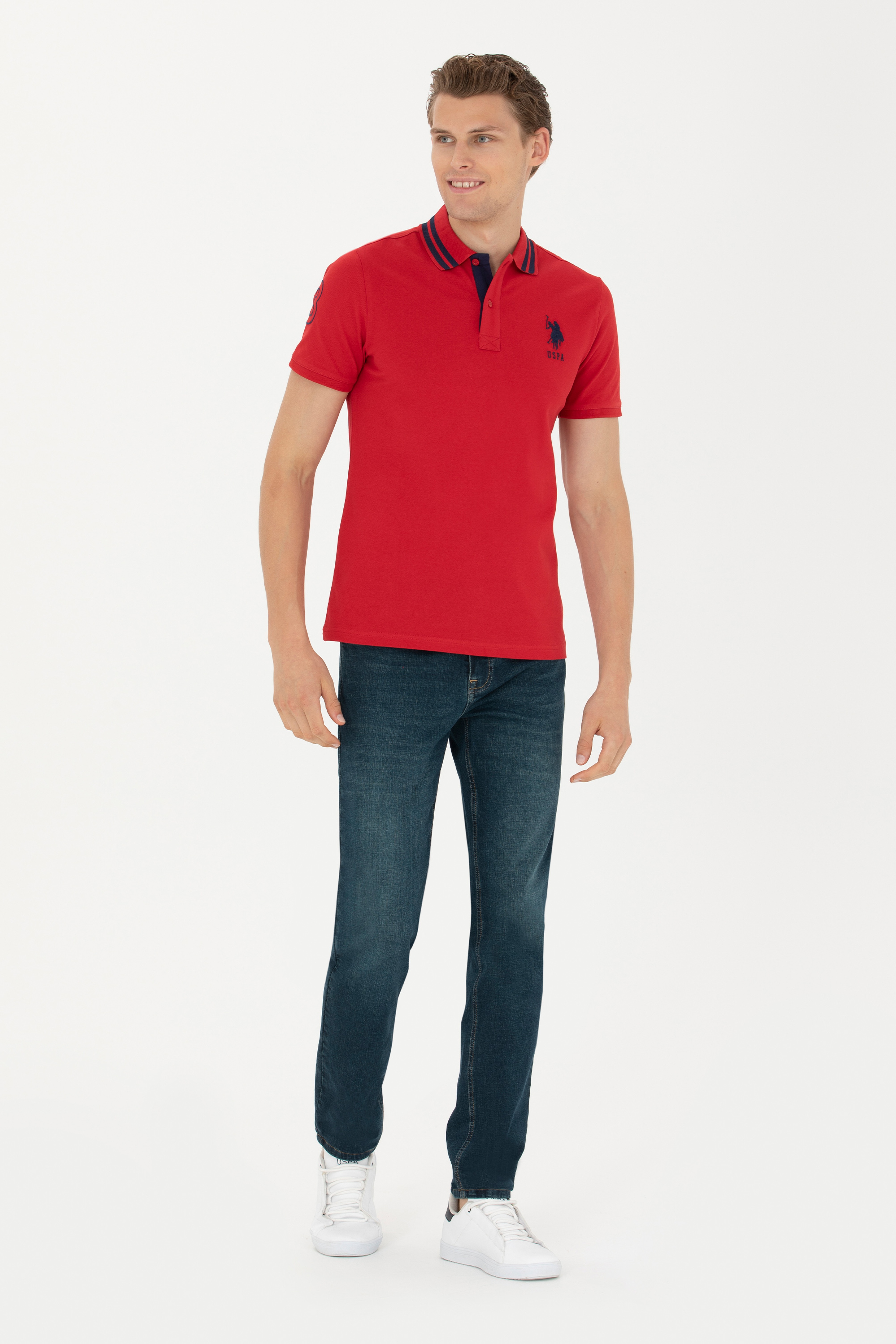 Erkek Kırmızı Basic Polo Yaka Tişört
