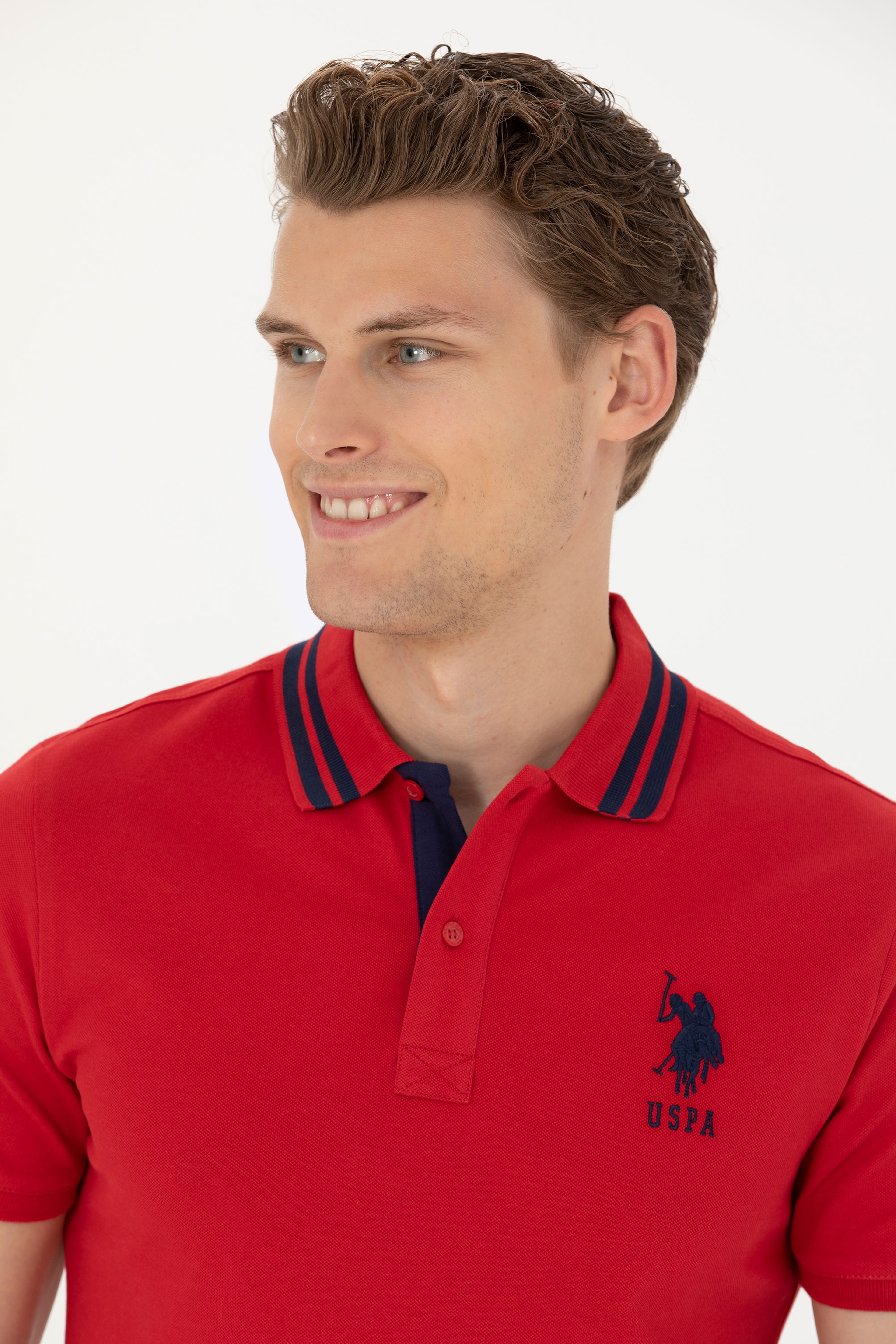 Erkek Kırmızı Basic Polo Yaka Tişört - Image 2