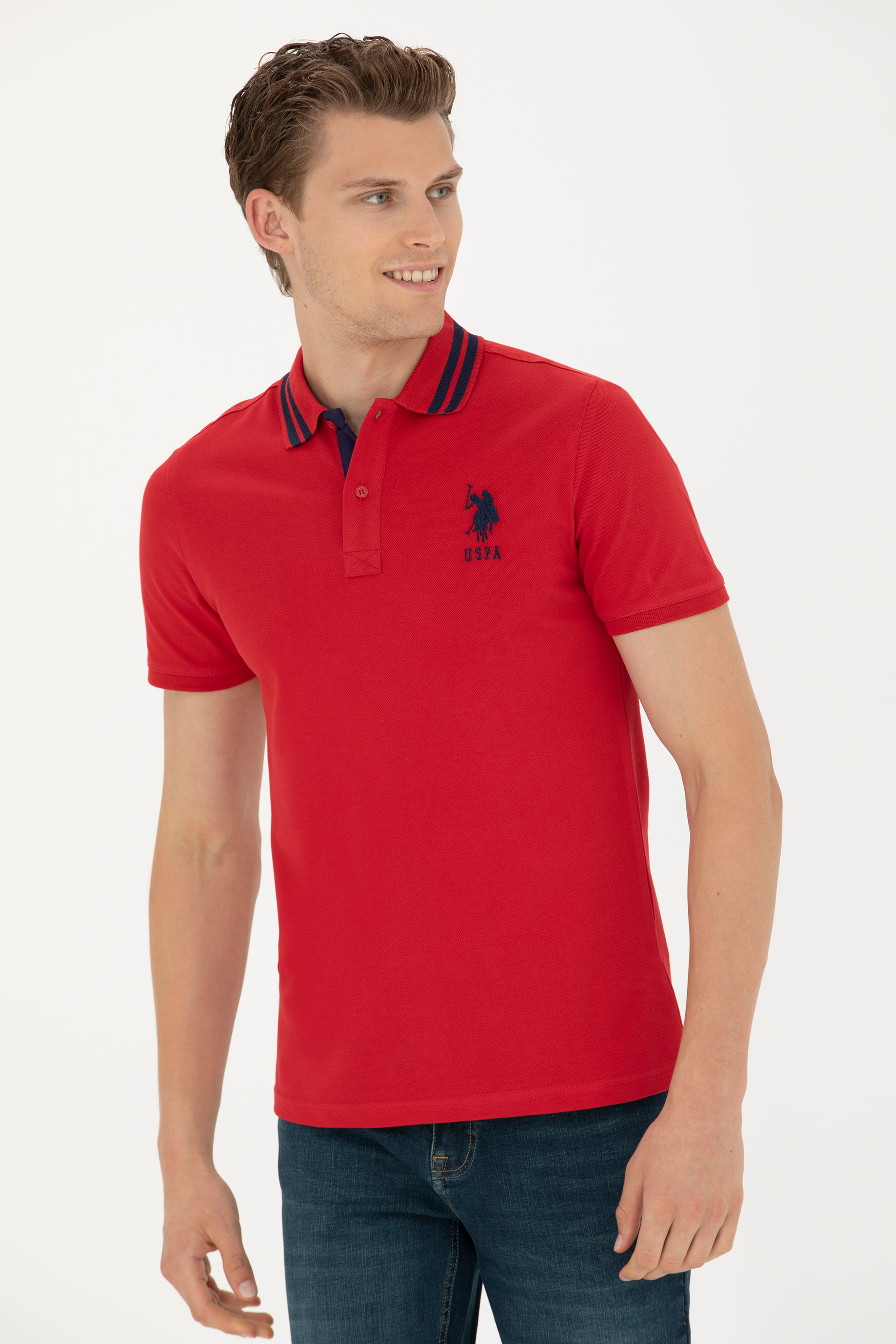 Erkek Kırmızı Basic Polo Yaka Tişört
